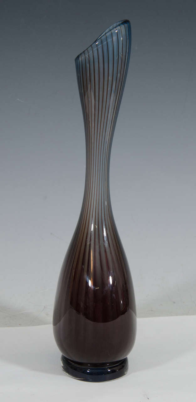 20th Century Midcentury Kosta Swedish Colors Art Glass Bud Vase Designed by Vicke Lindstrand