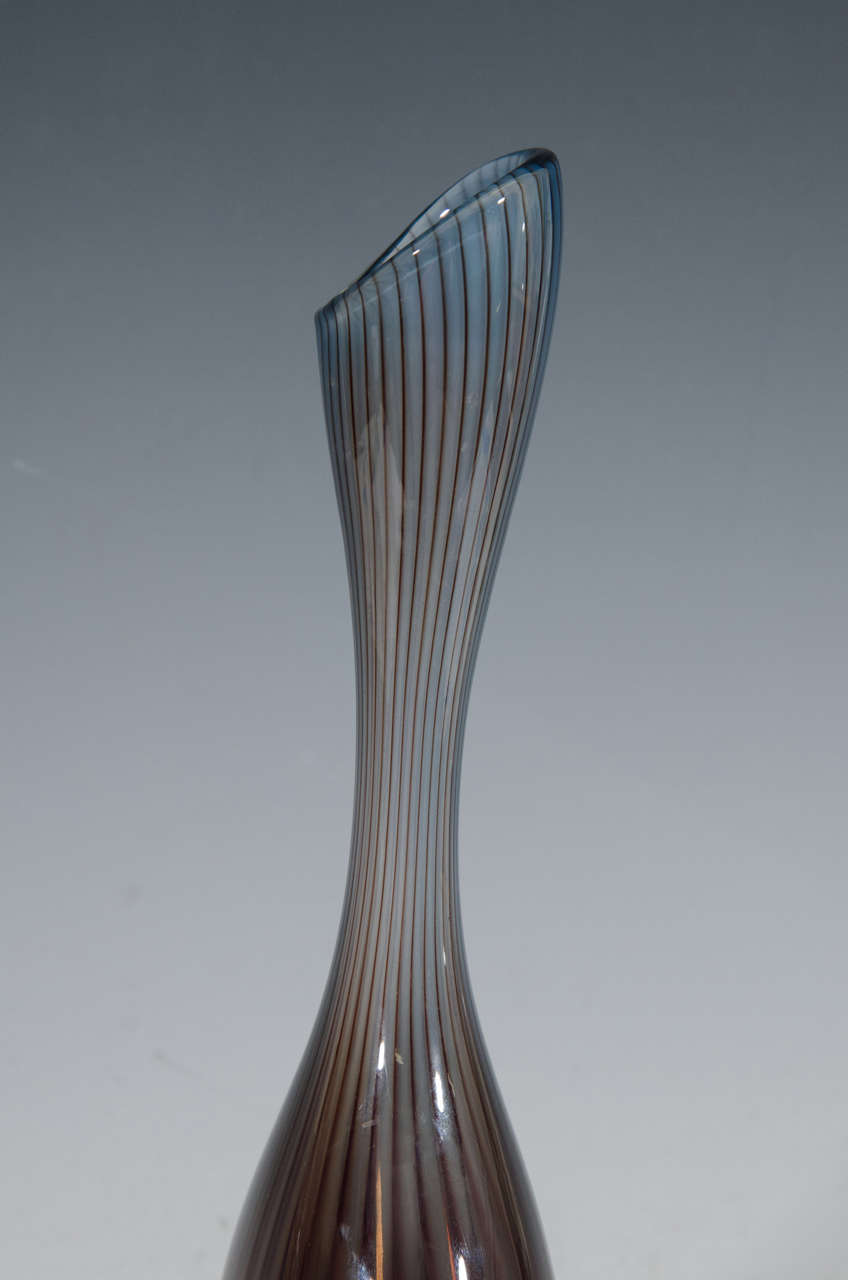 Midcentury Kosta Swedish Colors Art Glass Bud Vase Designed by Vicke Lindstrand 1