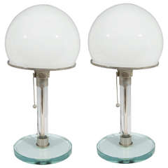Pair of Wilhelm Wagenfeld and Karl J. Jucker Bauhaus Table Lamps