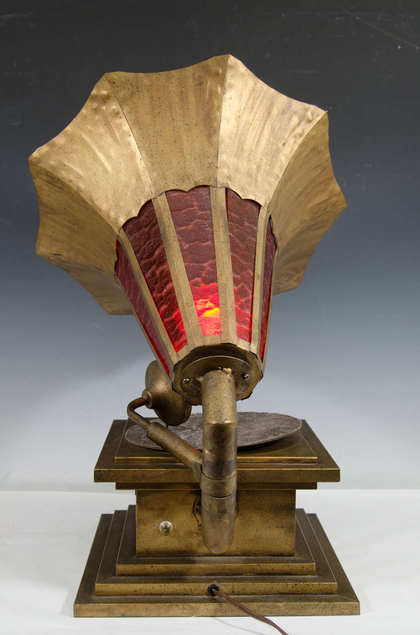 Vintage 1940s Hand Formed Victrola Table Lamp For Sale 3