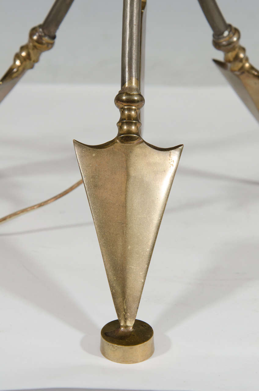 20th Century Pair of Stylized Brass and Metal Arrow Lamps 2