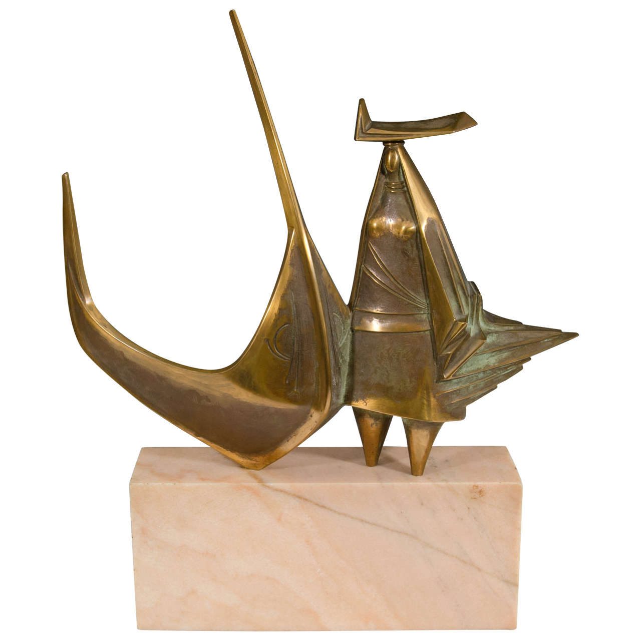 A Rare Quintino Sebastiao Sculptural Bronze Female Figure on Marble Base