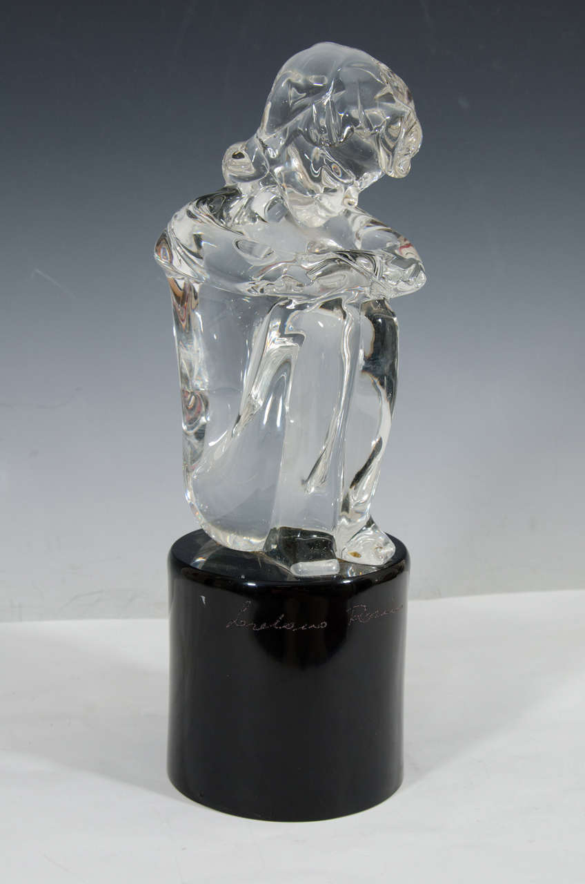 A Seated Glass Sculpture of a Girl by Loredano Rosin at 1stDibs