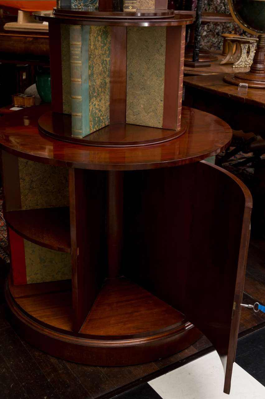 Leather Pair of Impressive English Edwardian Mahogany Revolving Bookcase Cabinets
