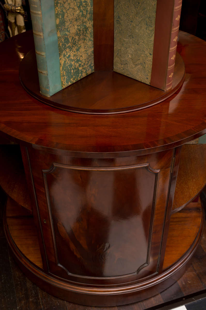 Pair of Impressive English Edwardian Mahogany Revolving Bookcase Cabinets 2