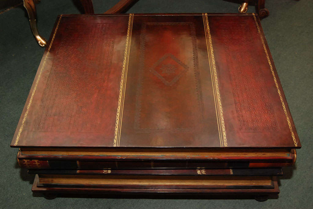 20th Century Maitland-Smith Stacked books coffee table with drawers