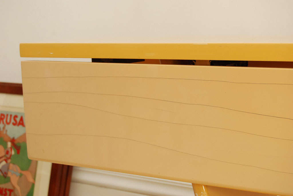 Wood Blond Midcentury Drop-Leaf Lacquered Table For Sale