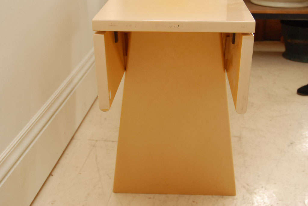 American Blond Midcentury Drop-Leaf Lacquered Table For Sale