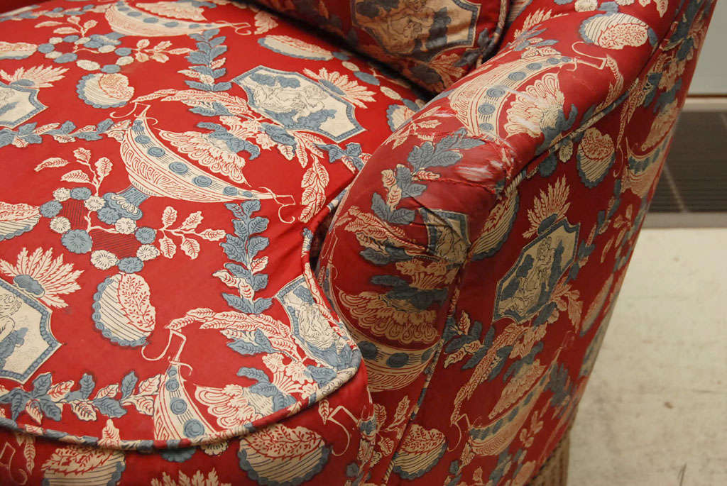Upholstery Victorian-Style Chintz Upholstered Chair & Ottoman