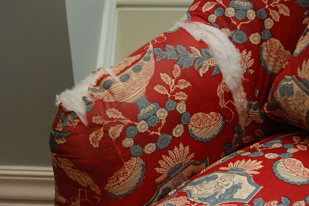 Victorian-Style Chintz Upholstered Chair & Ottoman 1