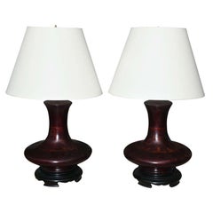 Japanese Papier Mache Vase Table Lamps