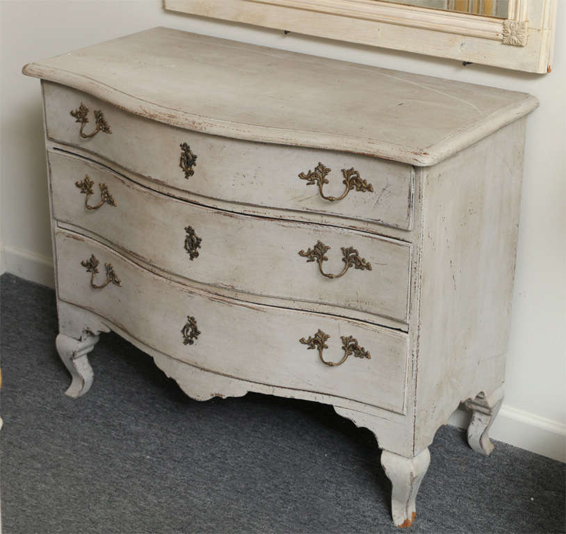 Grey Painted Rococo Commode,Three Drawers