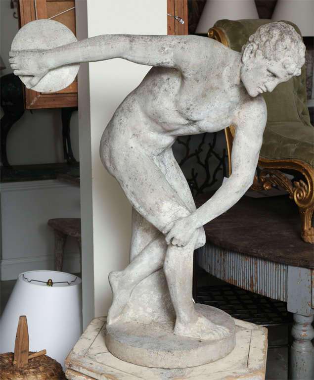 This is one of the most famous classical statues, and became very popular for French and English gardens in the 19th Century. As tribute to the history of Greece and the Olympic Games, the state of the Discobolus or Discus Thrower Statue is frozen