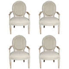 Set of Four Italian Oval Back Fauteuils with original paint 9
