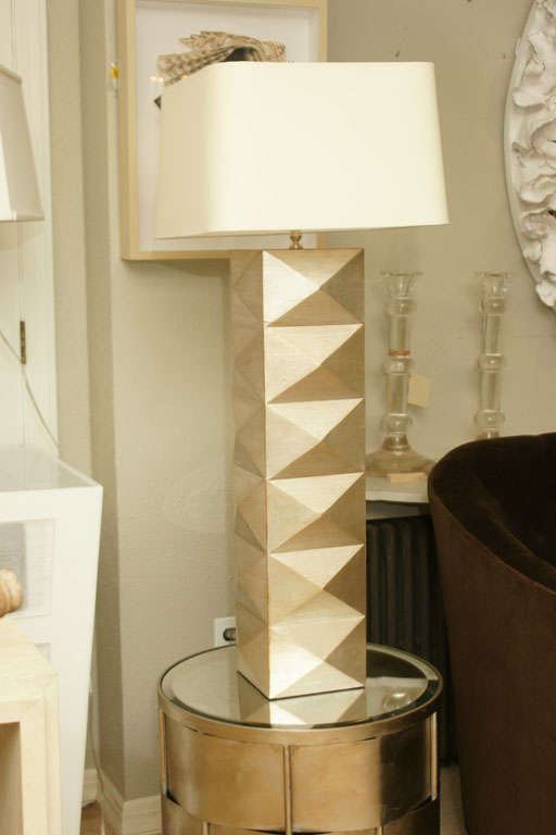 Pair of Silver Gilt Column Lamps