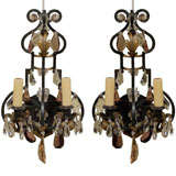 Pair Two Light Iron Sconces