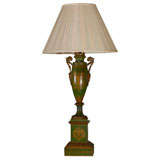 Antique Timeless and Elegant Green Tole Lamp
