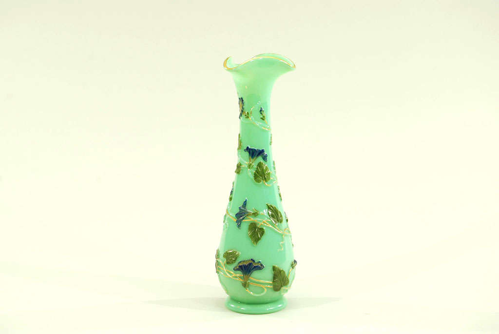 French 19th C. Baccarat Opaline Celadon Crystal Vase