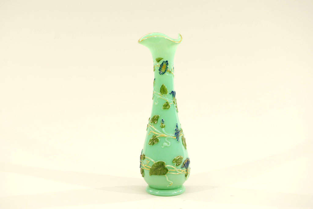 19th Century 19th C. Baccarat Opaline Celadon Crystal Vase