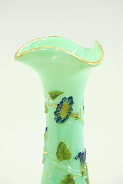 19th C. Baccarat Opaline Celadon Crystal Vase 1