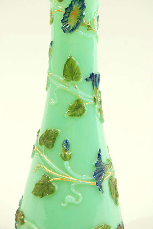 19th C. Baccarat Opaline Celadon Crystal Vase 2