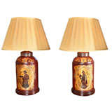 pr of 19th c Tea cannister lamps