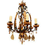 Tole Wrought Iron with Rock Crystal  and Crystal Chandelier