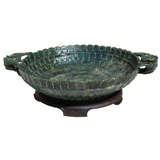 A fine carved  Chinese Spinach Jade Lotus bowl