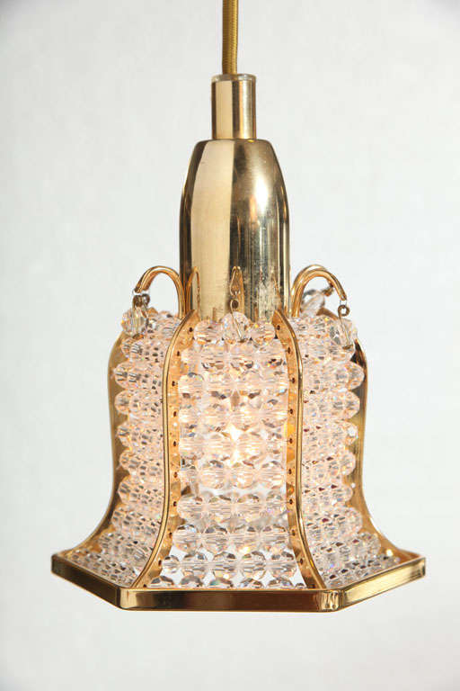 Rare Pair of Bell Shaped Hanging Light Fixtures.