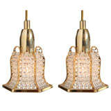 Rare Pair of Bell Shaped Hanging Light Fixtures.