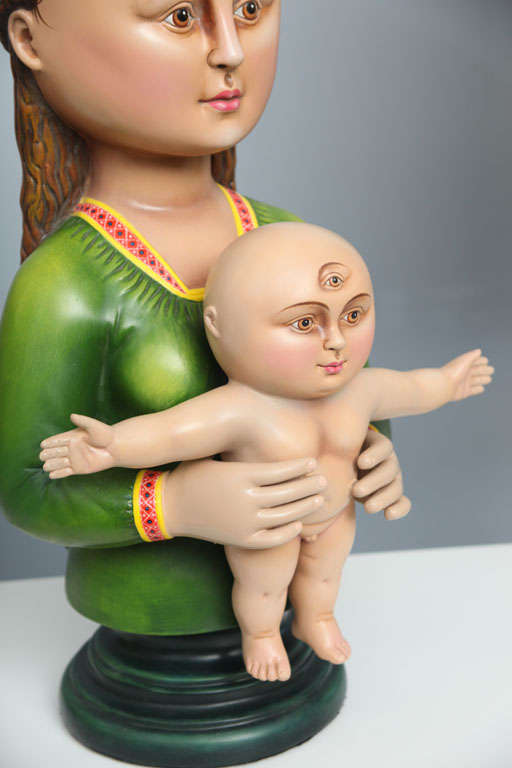 Ceramic Madonna and Child Sculpture by Sergio Bustamante 'Signed'