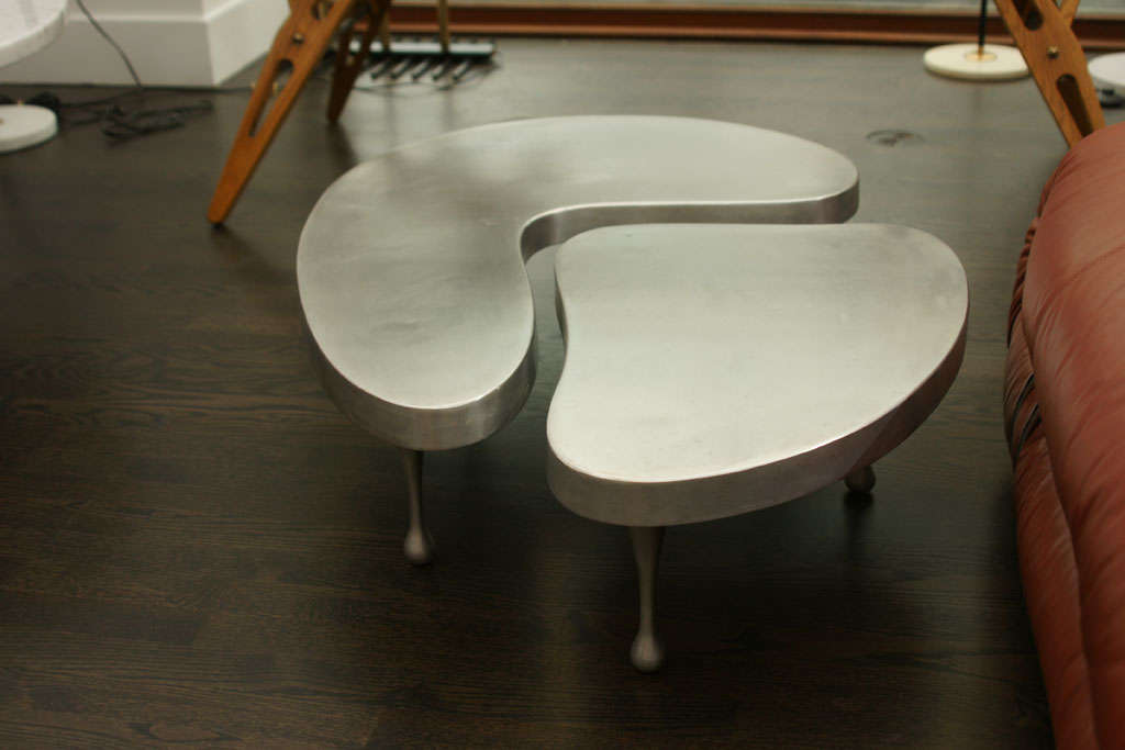 Aluminum Pair of Nesting Tables by Kiesler