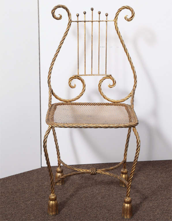 50's Gilded Decorator  Lira Metal Side Chair