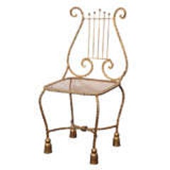 50's Gilded Decorator Lira Metal Side Chair 9