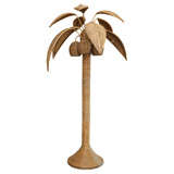 Enormous Woven Palm Tree Lamp with Coconuts