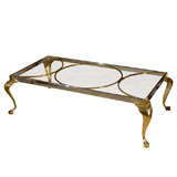 Mid C Brass & Steel Coffee Table In The Style Of Jansen