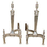 Pair Of 19th/20thc Neoclassical Style Silvered Andirons
