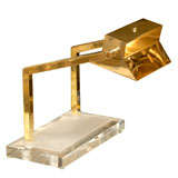 Mid C Brass Desk Lamp With Lucite Base