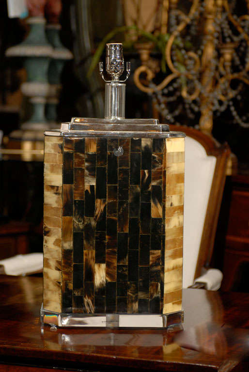 VINTAGE SILVERED & HORN LAMP ON LUCITE BASE, BAUER LAMP CO.<br />
AN ATLANTA RESOURCE FOR FINE ANTIQUES<br />
WE HAVE A VERY LARGE INVENTORY ON OUR WEBSITE<br />
TO VISIT GO TO WWW.PARCMONCEAU.COM