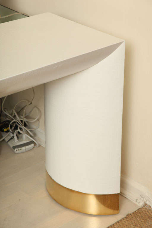 20th Century Fabulous Linen Wrapped Console In The Style Of Karl Springer