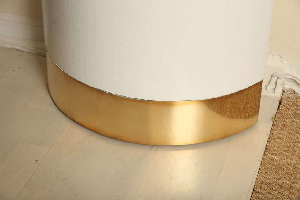 Brass Fabulous Linen Wrapped Console In The Style Of Karl Springer