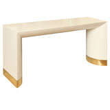 Fabulous Linen Wrapped Console In The Style Of Karl Springer