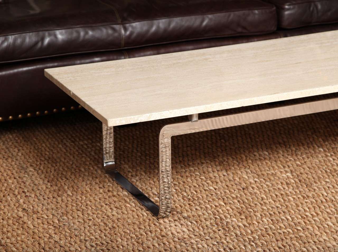 Mid-Century Modern Travertine Coffee Table For Sale