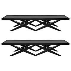 Vintage Pair of X base benches