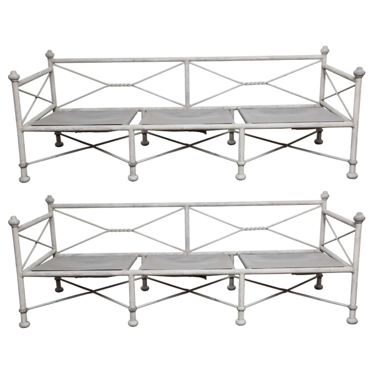 Pair of Garden Benches For Sale