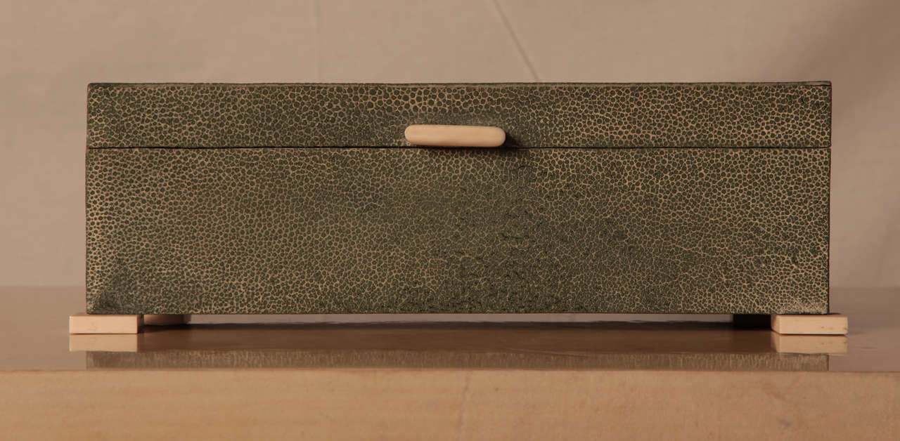 English Art Deco shagreen and Ivory box