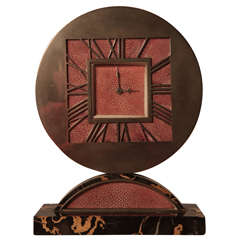 English shagreen and portoro clock