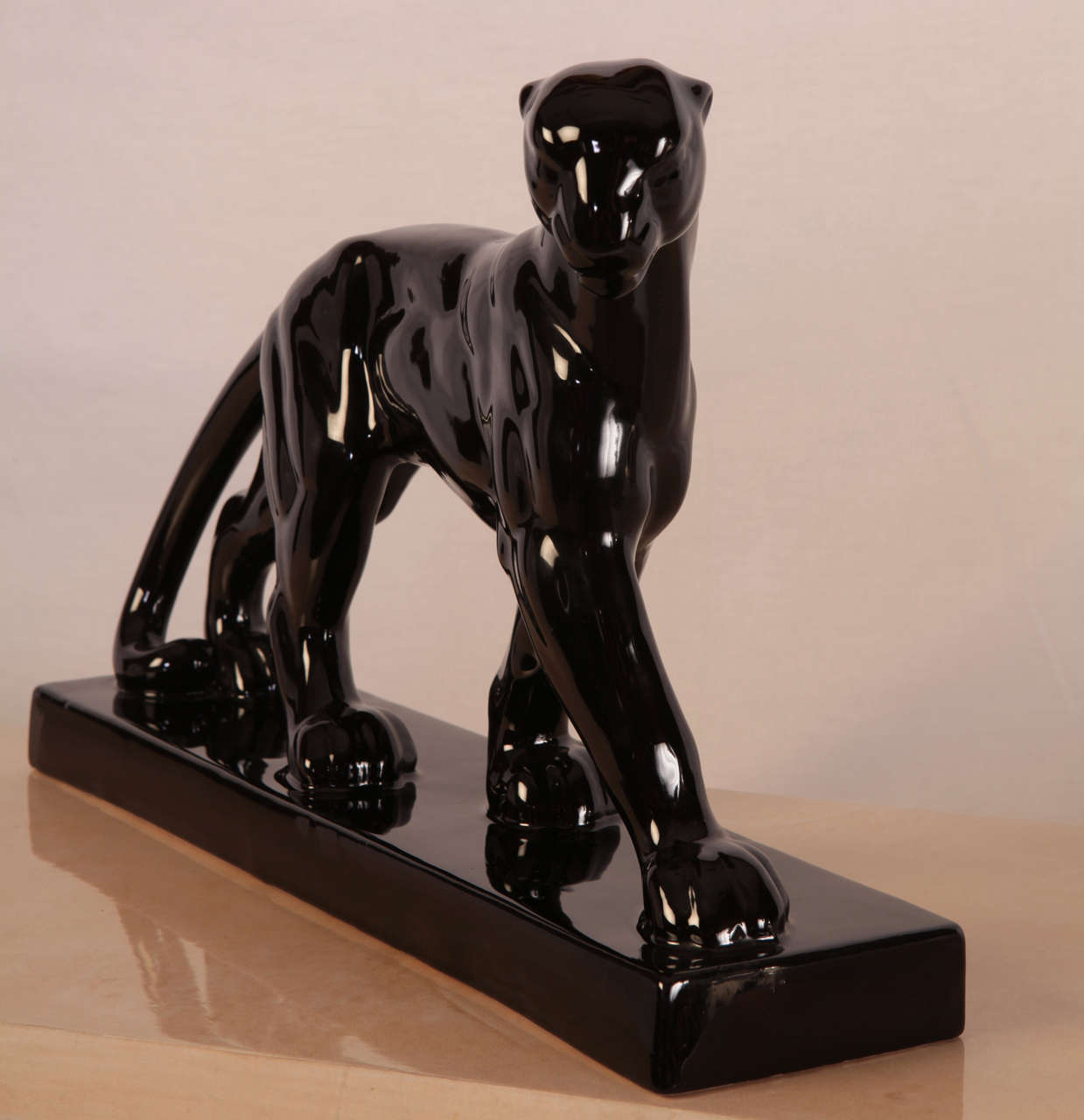 Art déco Panthère noire en craquelé , signé Lejan en vente