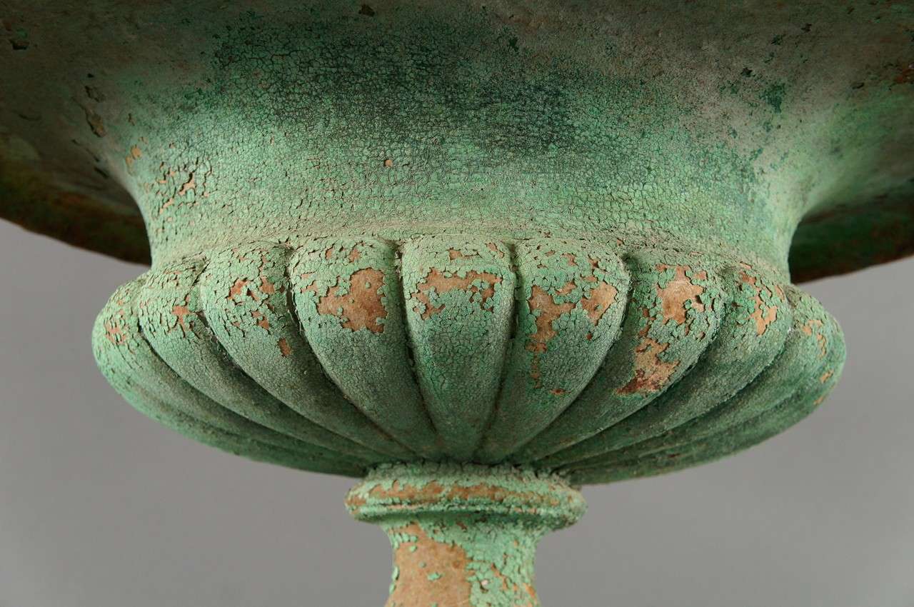 19th Century Pair of French, Green Iron Urns