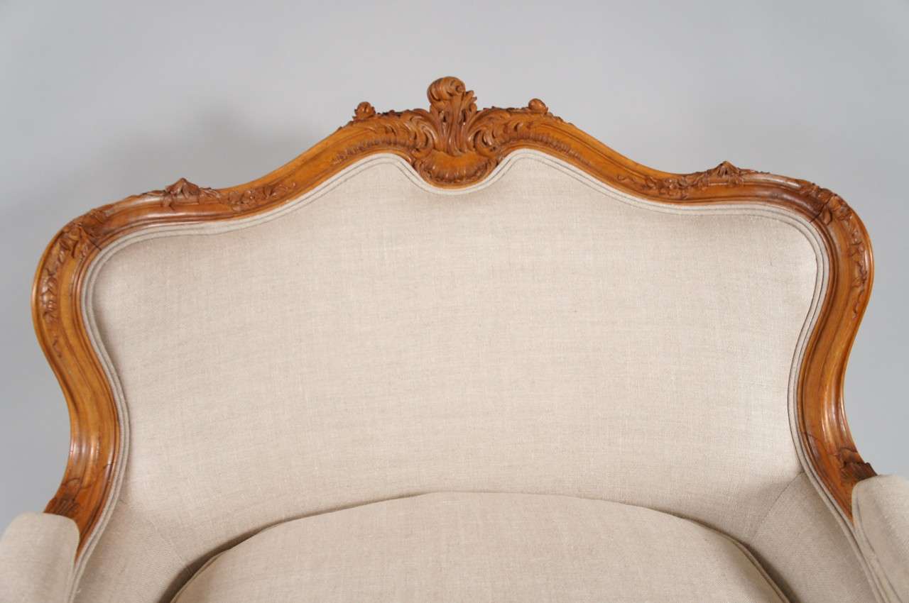 French Oversized Upholstered Armchair For Sale